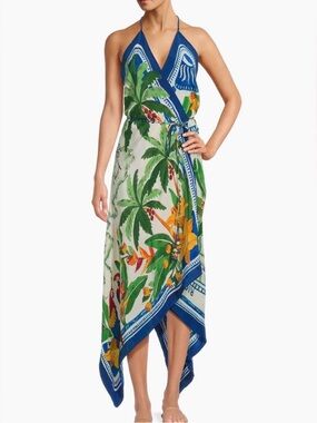 FARM Rio Blue, Green & White Tropical Destination Dress